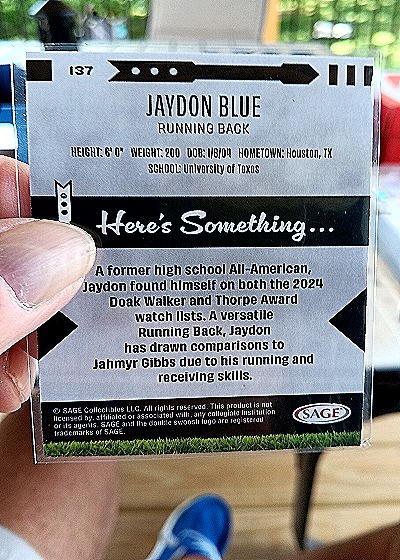 2024 SAGE Jaydon Blue #137 — back