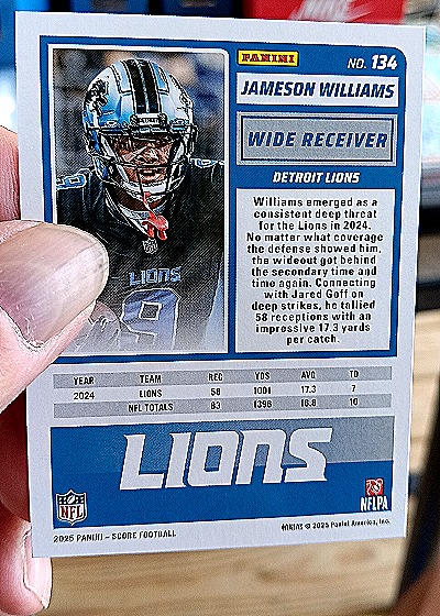 2025 Panini Score-A-Treat #134 Jameson Williams — back