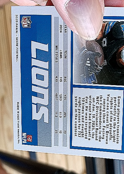 2025 Panini Score-A-Treat Football Amon-Ra St. Brown — back