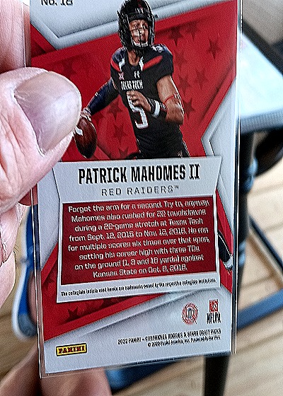 2022 Panini Chronicles Draft Picks Rookies & Stars #18 Patrick Mahomes II — back