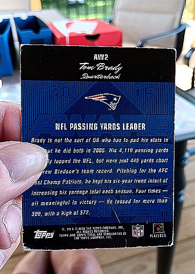 2006 Topps Total Award Winners #AW2 Tom Brady — back