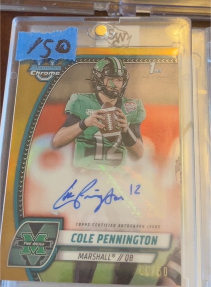 2024 Bowman University Chrome #PA-CPE Cole Pennington 1st Bowman Auto Marshall — front