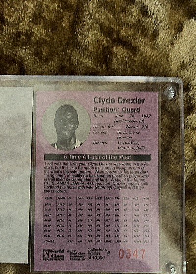 1992 SkyBox #347 Clyde Drexler — back
