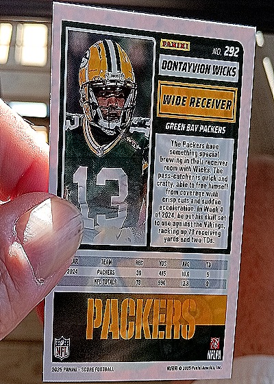 2025 Panini Score-A-Treat #292 Dontayvion Wicks — back