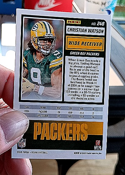 2025 Panini Score #248 Christian Watson — back