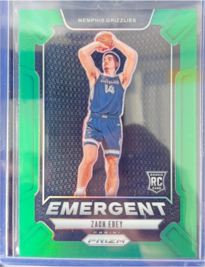 2024-25 Panini Prizm #16 Zach Edey Emergent Green Prizm Rookie — front