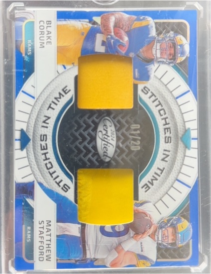 2024 Panini Certified Stitches In Time #13 Blake Corum & Matthew Stafford — front