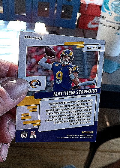 2023 Panini Prestige #PP-16 Matthew Stafford Prestigious Pros — back