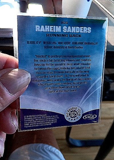 2025 Sage High Series #165 Raheim Sanders — back