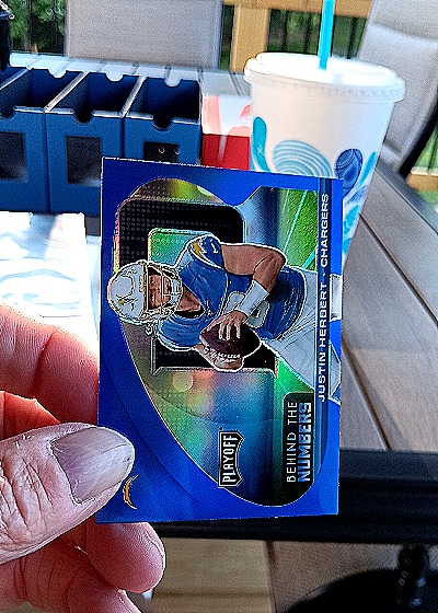 2021 Panini Playoff Behind The Numbers #BTN-JHE Justin Herbert — front