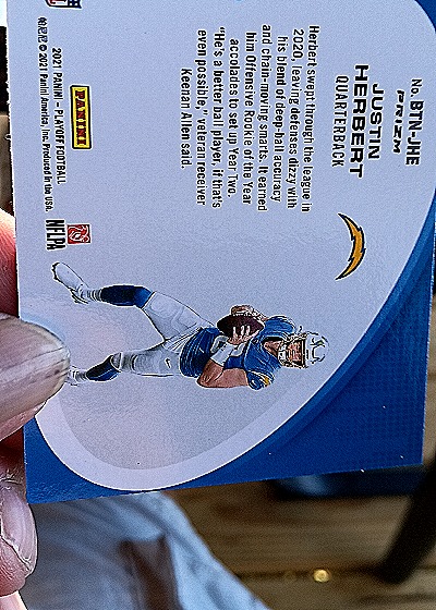2021 Panini Playoff Behind The Numbers #BTN-JHE Justin Herbert — back