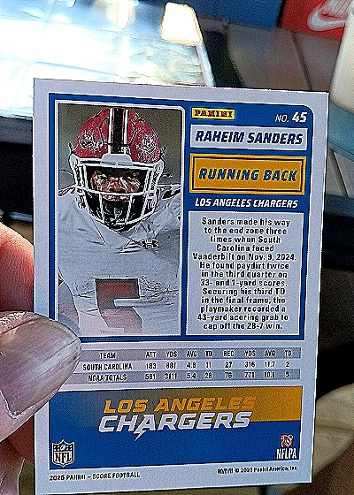 2025 Panini Score A Treat Halloween #45 Raheim Sanders — back
