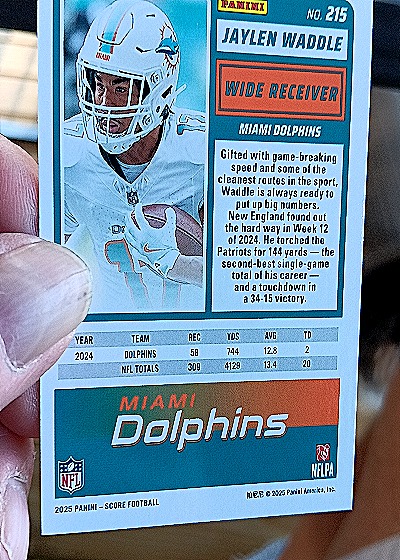 2025 Panini Score-A-Treat #215 Jaylen Waddle — back