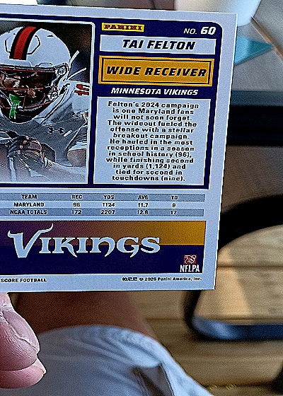 2025 Panini Score A Treat Halloween #60 Tai Felton — back