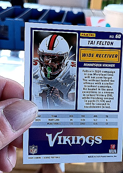 2025 Panini Score A Treat #60 Tai Felton — back