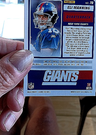 2025 Panini Score-A-Treat #78 Eli Manning — back