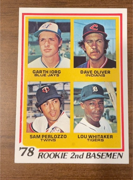 1978 Topps #704 Garth Iorg/Dave Oliver/Sam Perlozzo/Lou Whitaker Rookie 2nd Basemen — front
