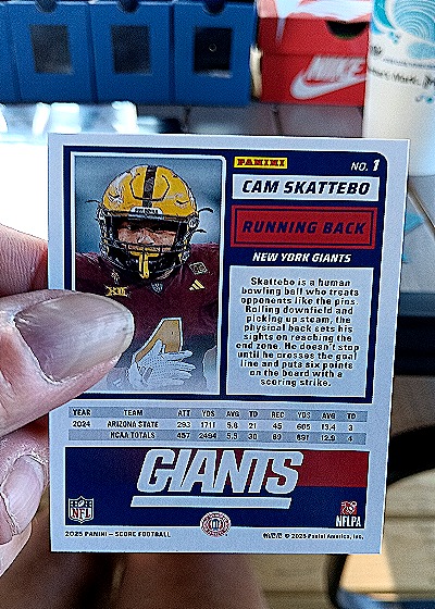 2025 Panini Score A Treat #1 Cam Skattebo — back