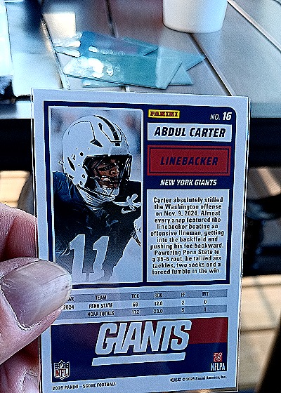 2025 Panini Score Football #16 Abdul Carter — back