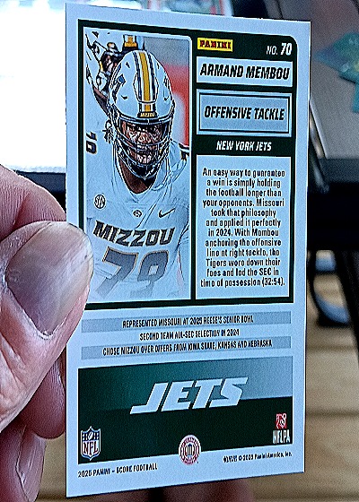 2025 Panini Score #70 Armand Membou — back