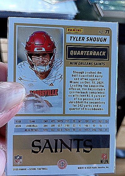 2025 Panini Score-a-Treat #71 Tyler Shough — back