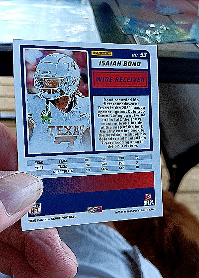 2025 Panini Score A Treat #53 Isaiah Bond — back