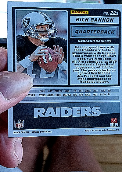 2025 Panini Score #221 Rich Gannon — back