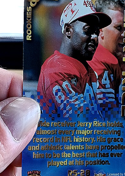 1995 Pacific Rookies & Stars #RS-28 Jerry Rice — back