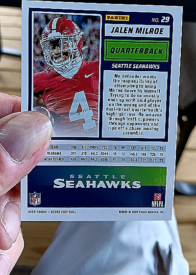 2025 Panini Score A Treat #29 Jalen Milroe — back