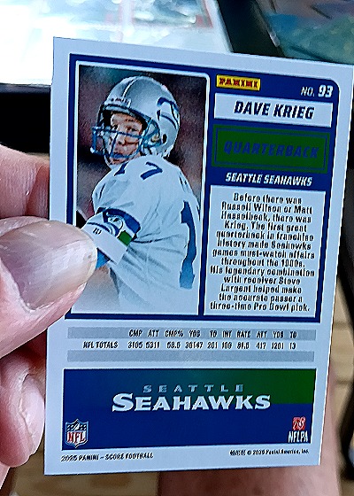 2025 Panini Score-A-Treat #93 Dave Krieg — back