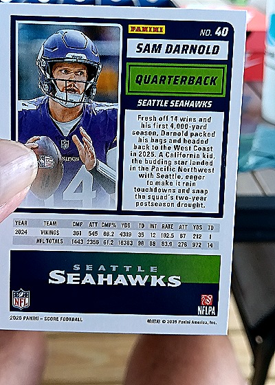 2025 Panini Score A Treat Halloween #40 Sam Darnold — back