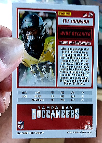 2025 Panini Score A Treat Football #34 Tez Johnson — back