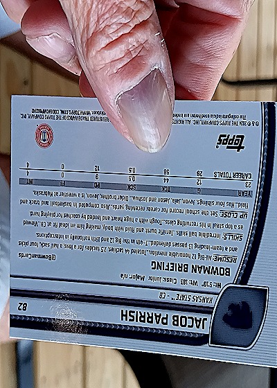 2024 Bowman University Chrome #82 Jacob Parrish — back