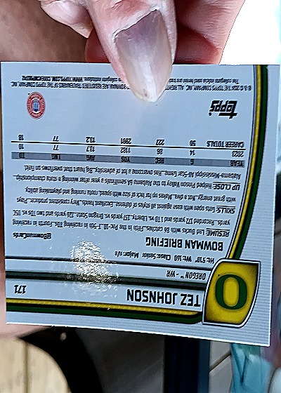 2022 Topps Oregon #71 Tez Johnson — back