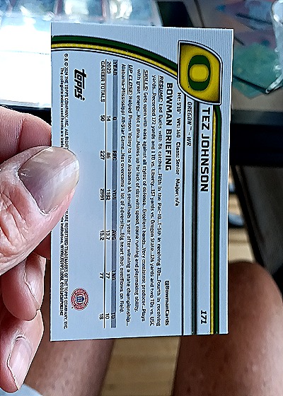 2024 Bowman University Chrome #171 Tez Johnson — back