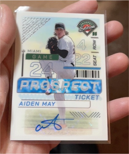 2024 Panini Prospect Edition #8 Aiden May Prospect Ticket Auto — front
