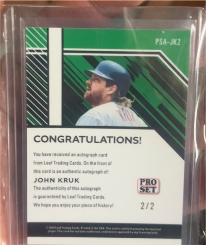 2022 Leaf Pro Set #PSA-JK2 John Kruk Autograph — front
