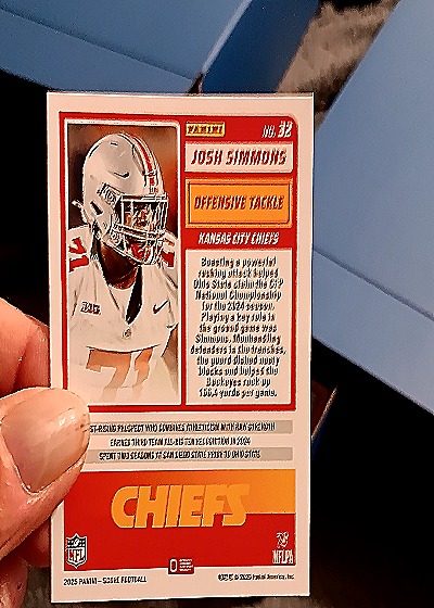 2025 Panini Score-A-Treat #32 Josh Simmons — back