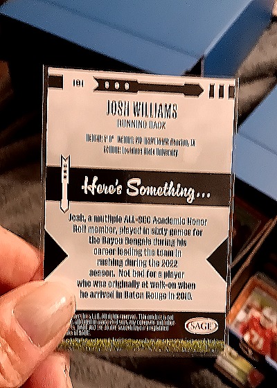 2025 SAGE #181 Josh Williams — back