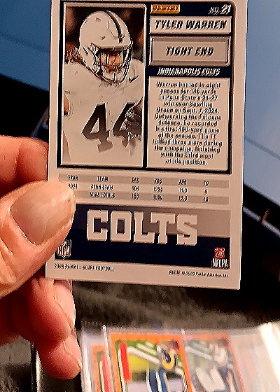 2025 Panini Score A Treat #21 Tyler Warren — back