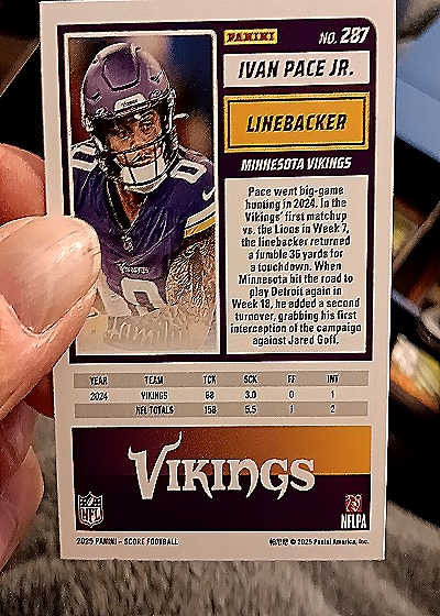 2025 Panini Score-A-Treat #287 Ivan Pace Jr. — back