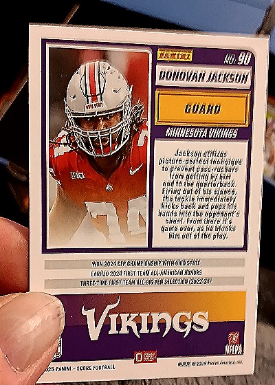 2025 Panini Score A Treat #90 Donovan Jackson — back