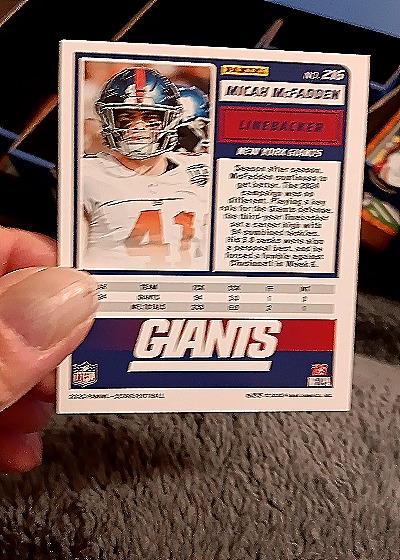2025 Panini Score-A-Treat #226 Micah McFadden — back