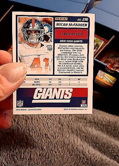 2025 Panini Score-A-Treat #216 Micah McFadden — back