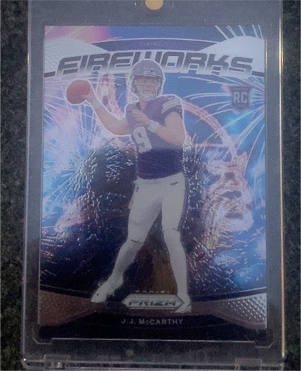 2024 Panini Prizm Fireworks #18 J.J. McCarthy — front