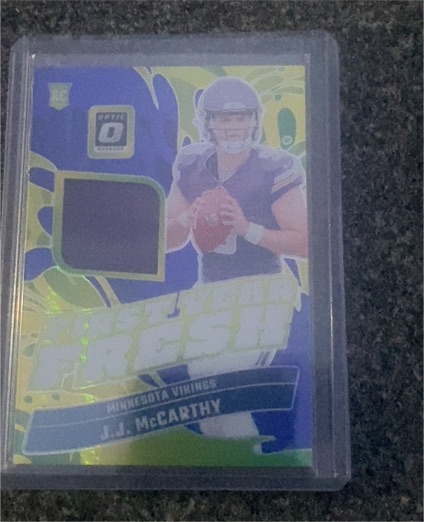2024 Panini Donruss Optic #FYF-JMY J.J. McCarthy First Year Fresh Patch — front