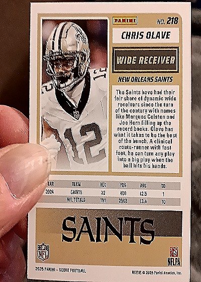 2025 Panini Score-A-Treat #218 Chris Olave — back