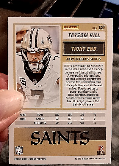 2024 Panini Score-A-Treat Football #204 Taysom Hill — back