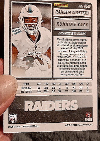 2025 Panini Score-A-Treat #159 Raheem Mostert — back
