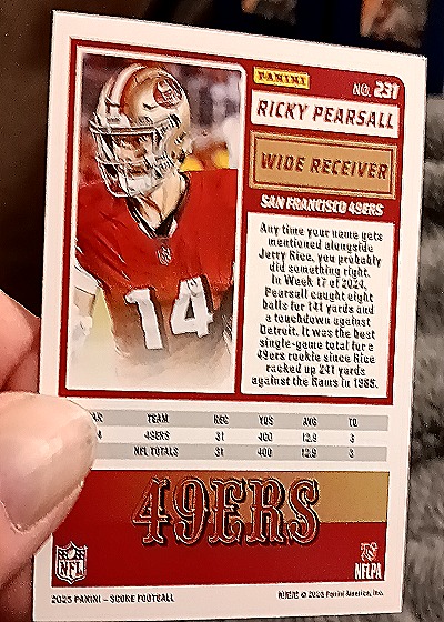 2025 Panini Score-A-Treat Football Pumpkin #231 Ricky Pearsall — back